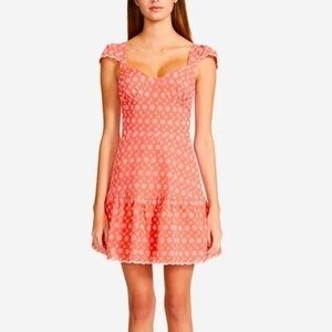 Betsey Johnson Ditsy EYELET BUSTIER MINI DRESS Coral Pink NWT size small